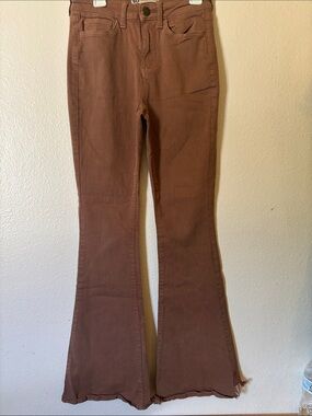 SO High Waisted Rust Colored Flared Bottom Jeans